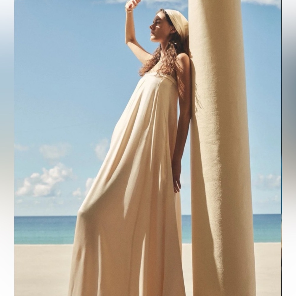 Shona Joy Champagne Satin Gown